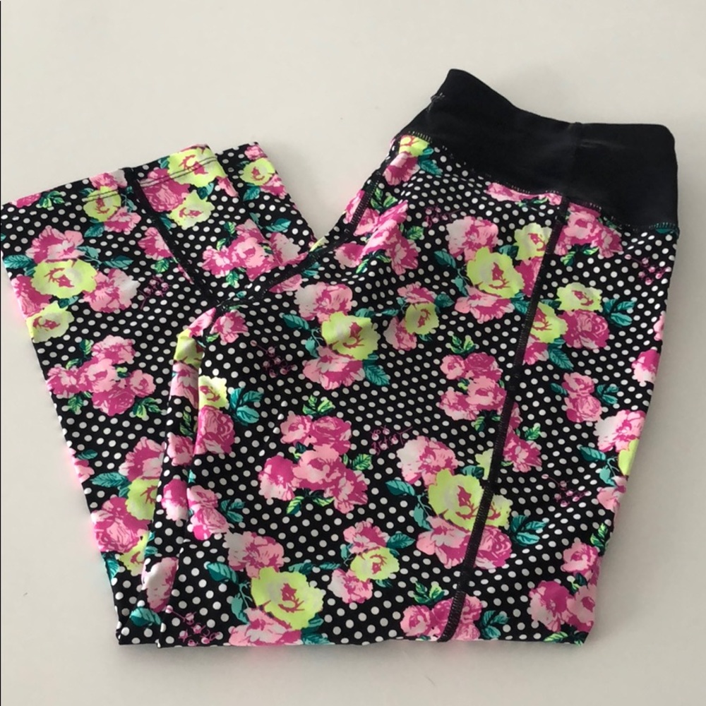 Betsy Johnson floral polka dot legging Capri gym
